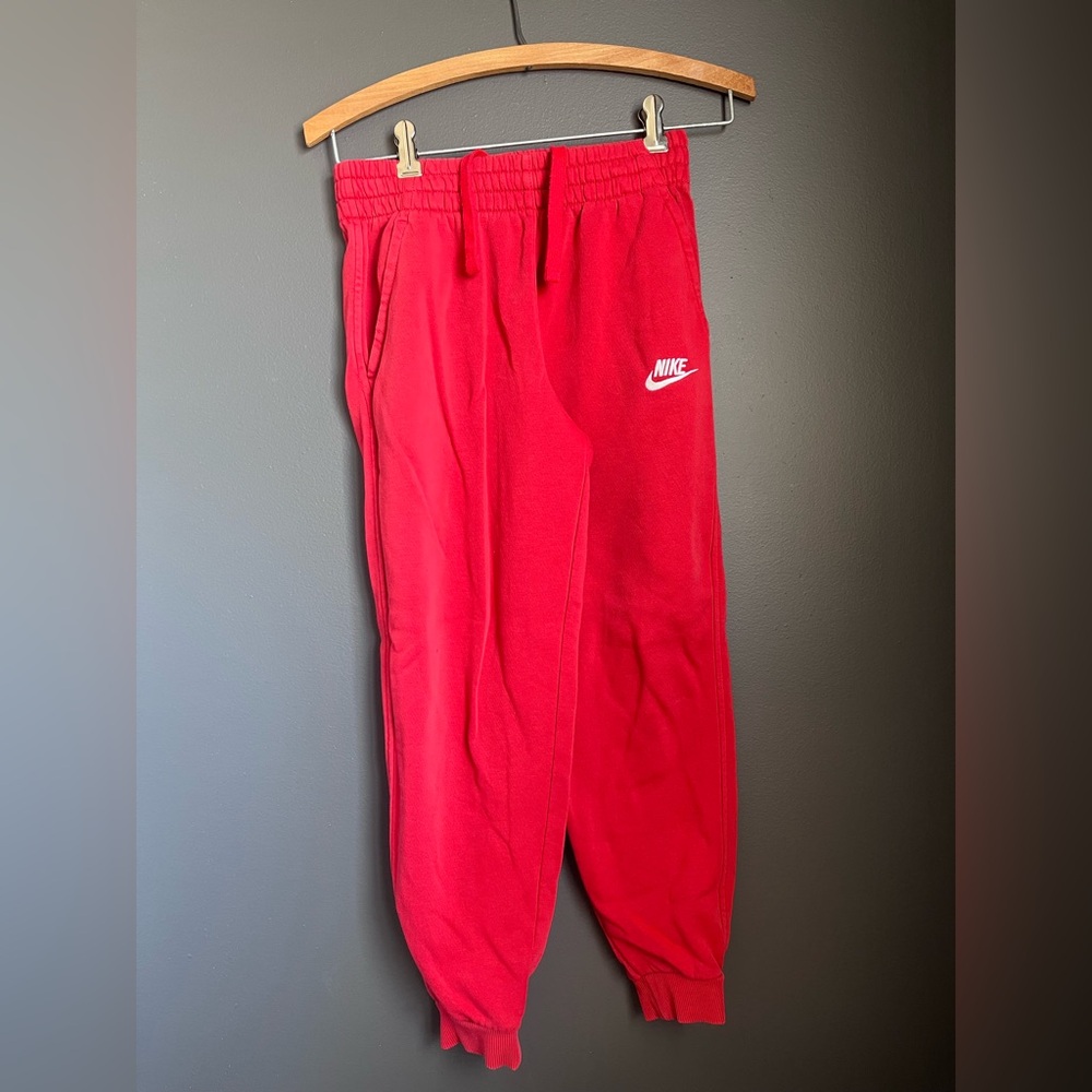 Nike Red Kids Joggers with White Logo